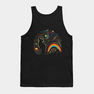 Retro 70s Style Cat Gifts Vintage Cat Tank Top